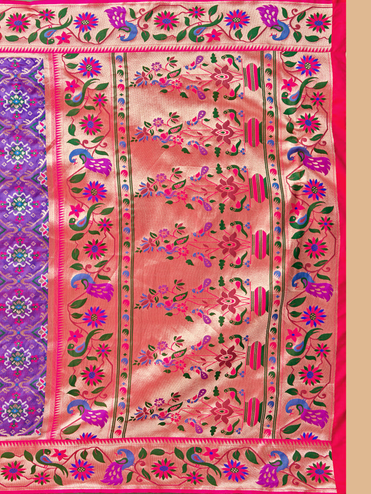 Mimosa Women's Woven Design Patola Style Art Silk Saree With Blouse Piece : SA00001379PRFREE