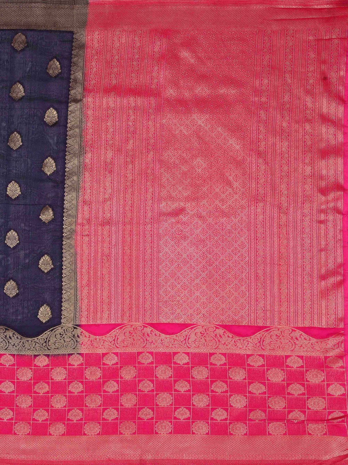 Mimosa Womens Art Silk Saree Kanjivaram Navy Blue Color