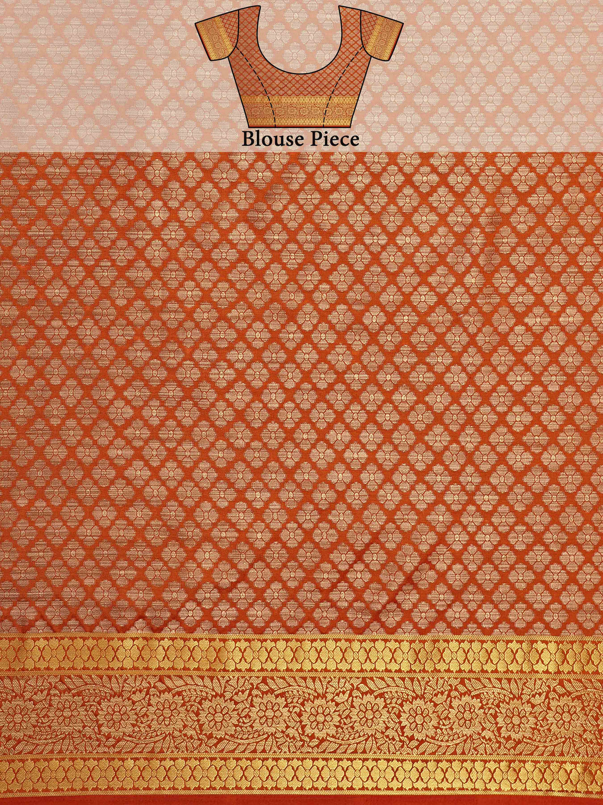 Mimosa Womens Art Silk Saree Kanjivaram Rust Color