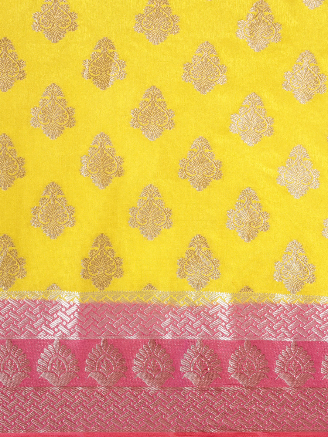 Mimosa Womens Art Silk Saree Kanjivaram Yellow Color