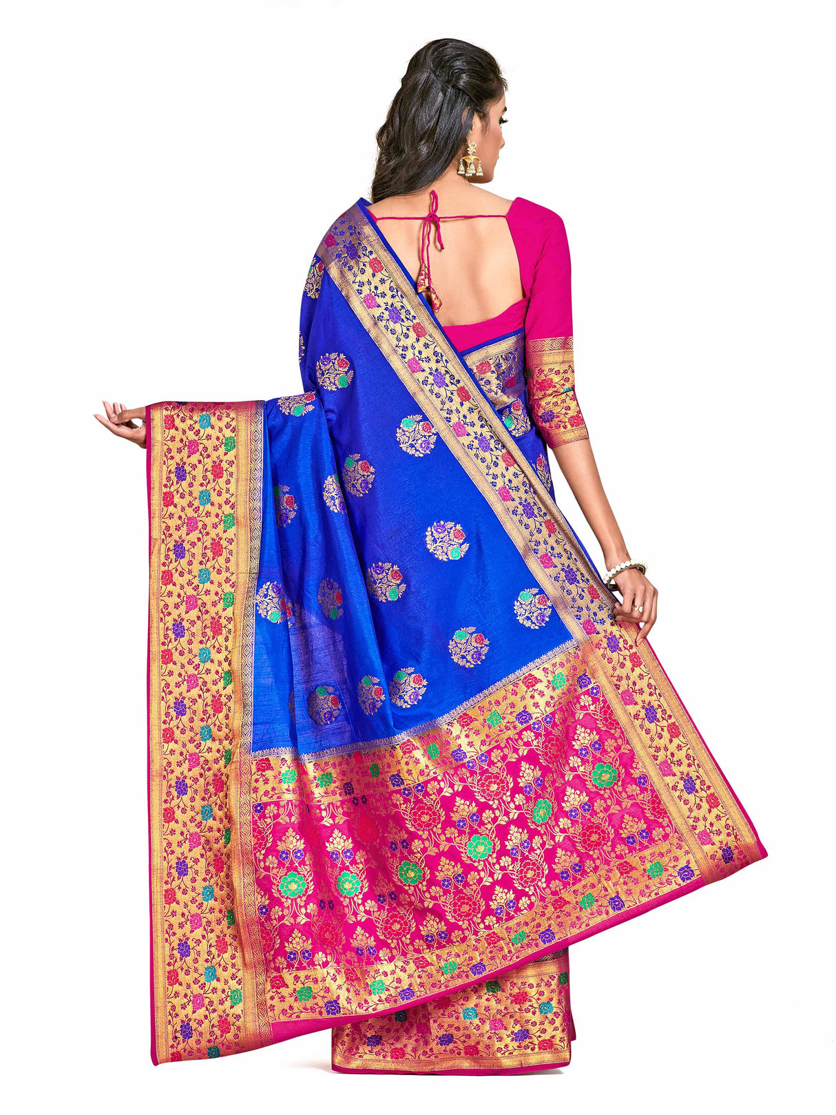 Mimosa Womens Art Silk Saree Dharmavaram Royal Blue Color