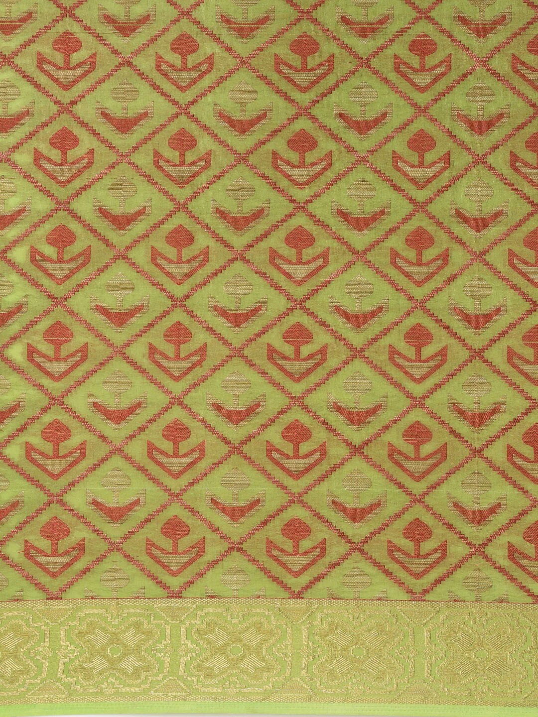 Mimosa Womens Art Silk Saree Patola Pista Color