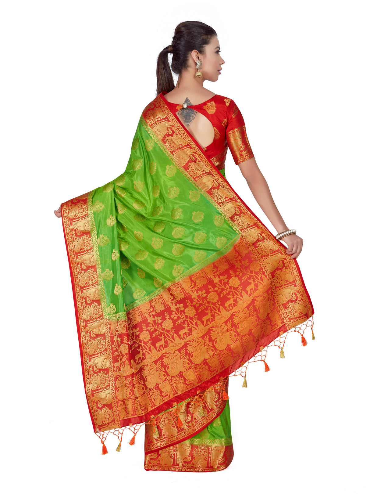 Mimosa Womens Art Silk Saree Kanjivaram Liril Color