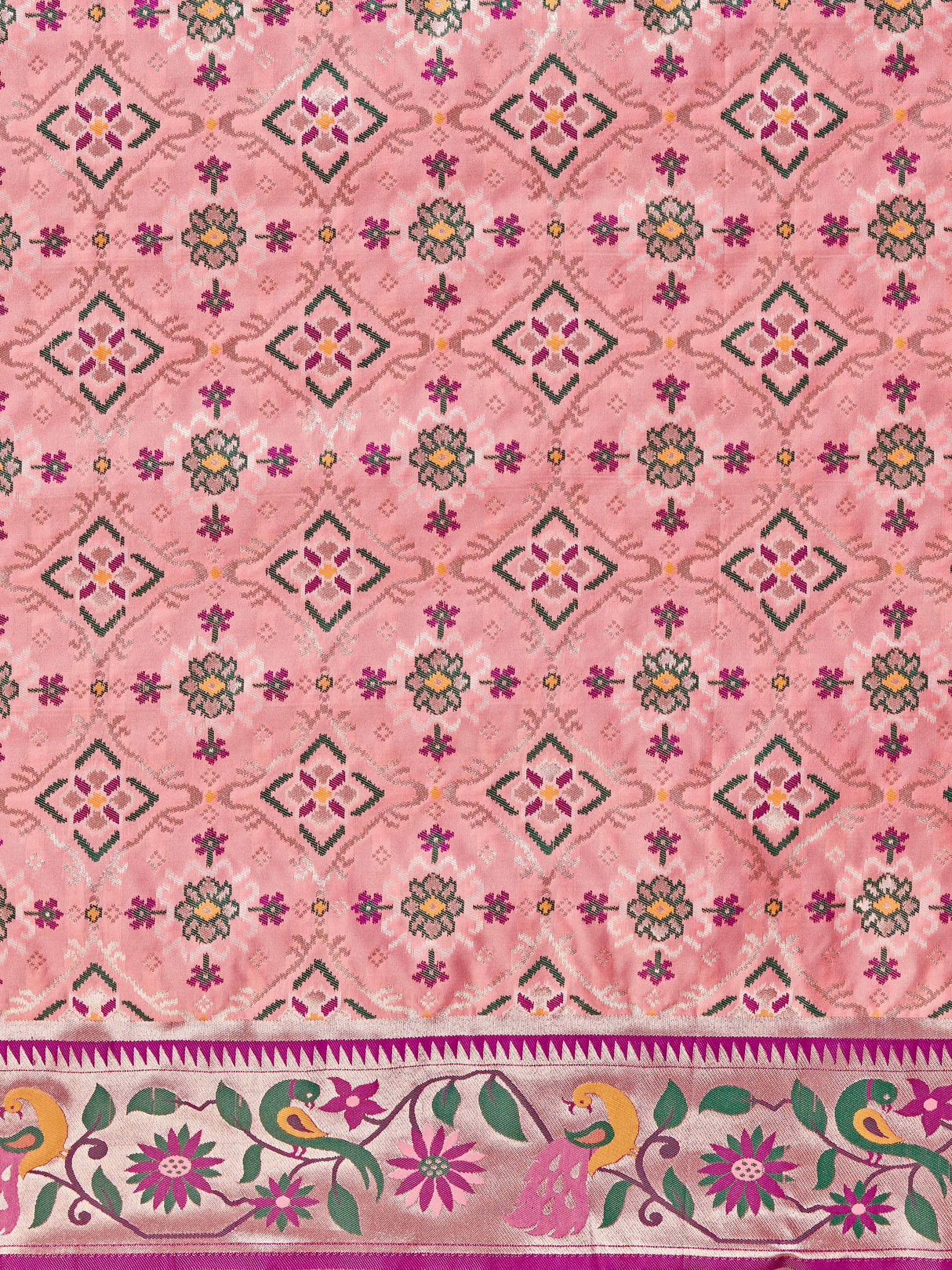 Mimosa Women's Woven Design Patola Style Art Silk Saree With Blouse Piece : SA00001379PNKFREE