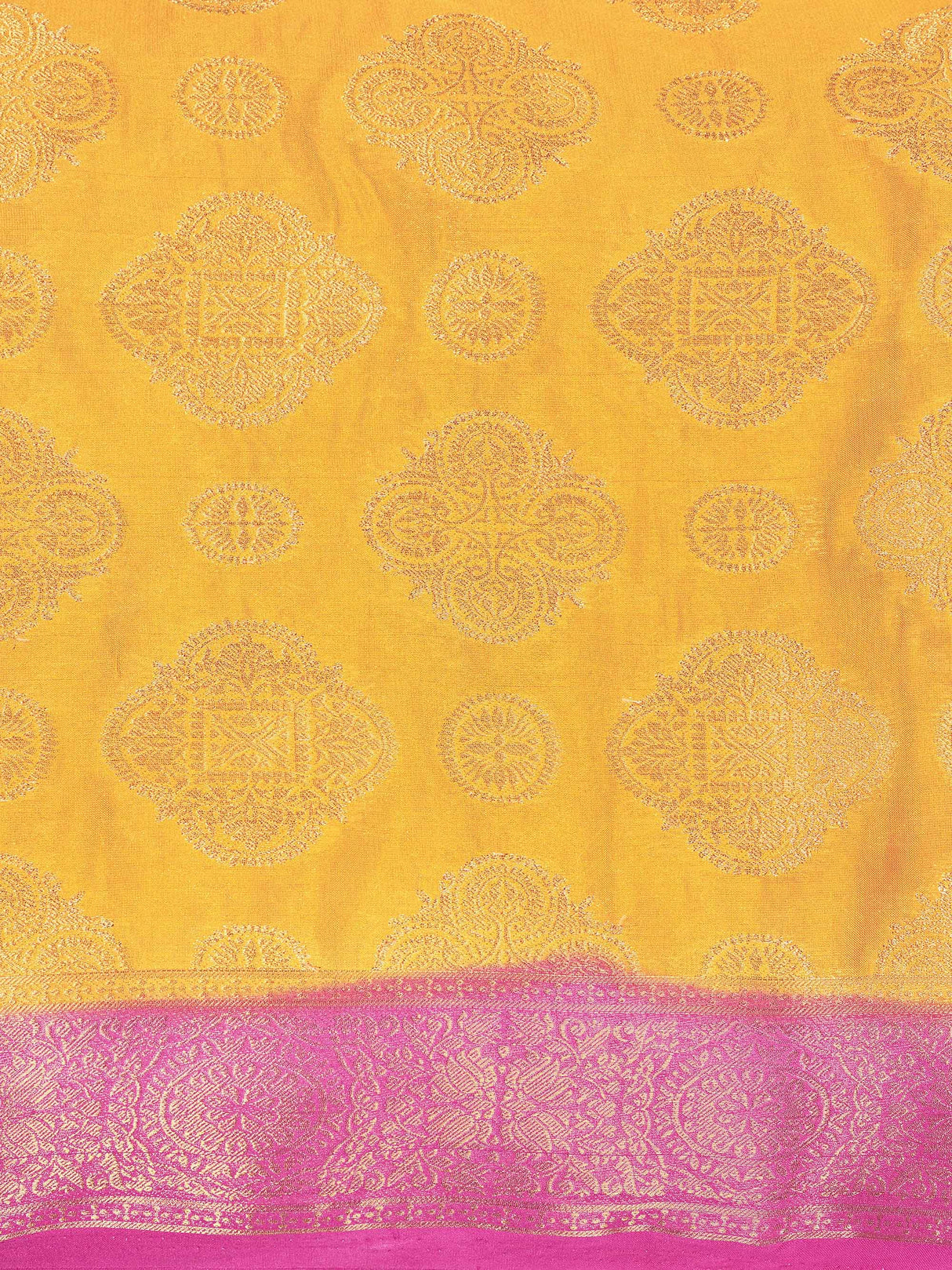 Mimosa Womens Crepe Saree Mysore Silk Gold Color