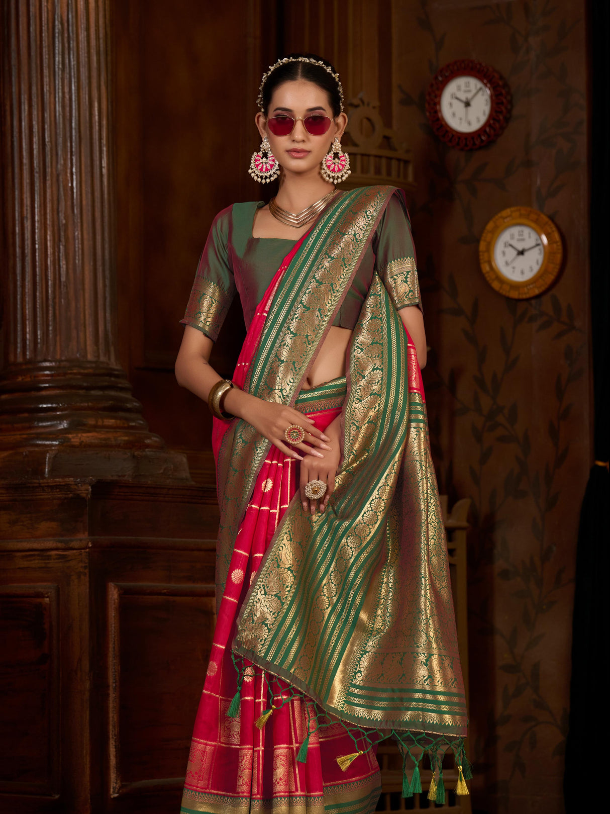 Mimosa Women's Woven Design Kanjivaram Style Art Silk Saree With Blouse Piece : SA0000870RN