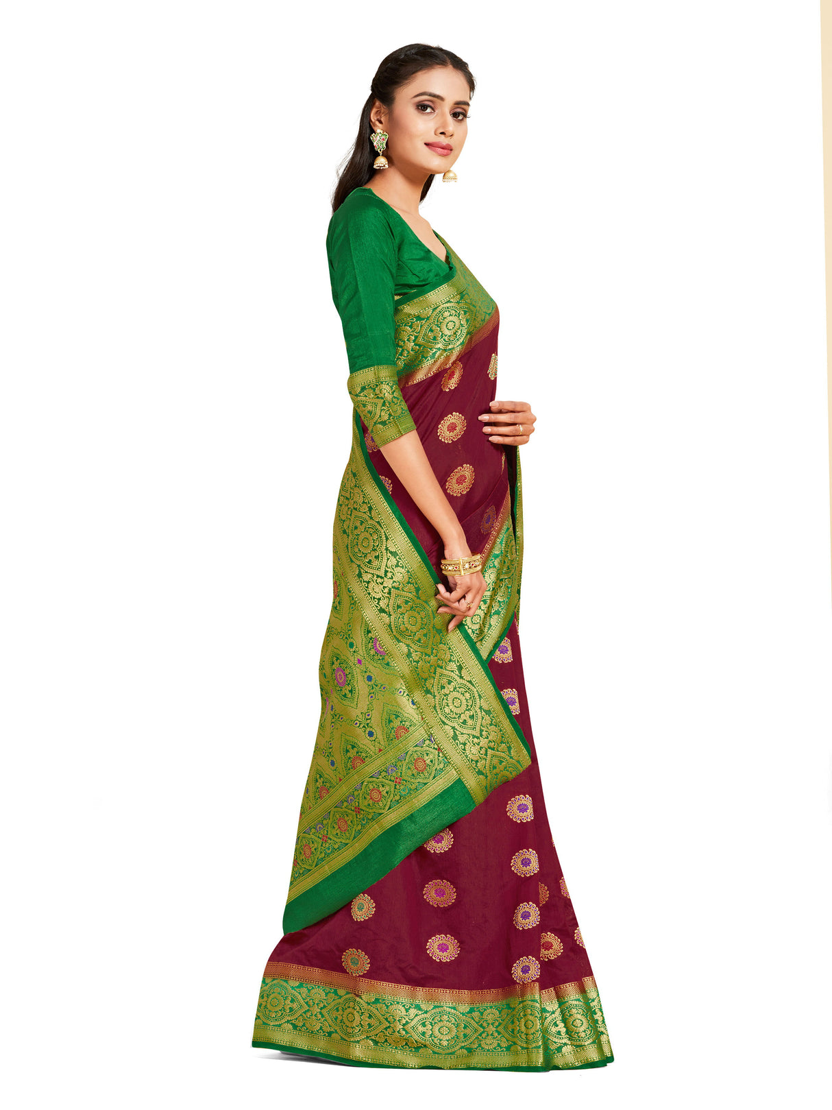 Mimosa Womens Art Silk Saree Dharmavaram Maroon Color