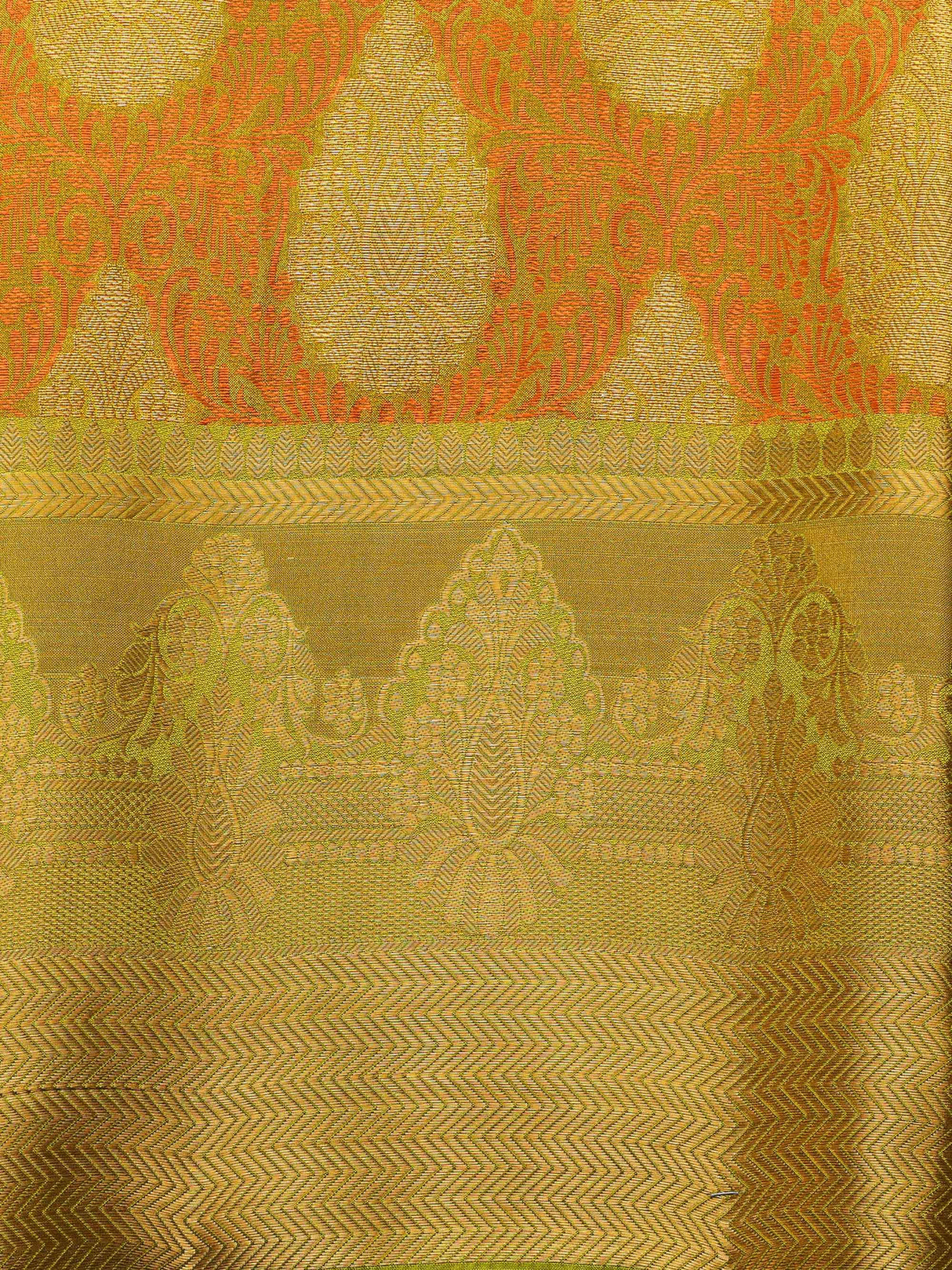 Mimosa Womens Art Silk Saree Kanjivaram Olive Color