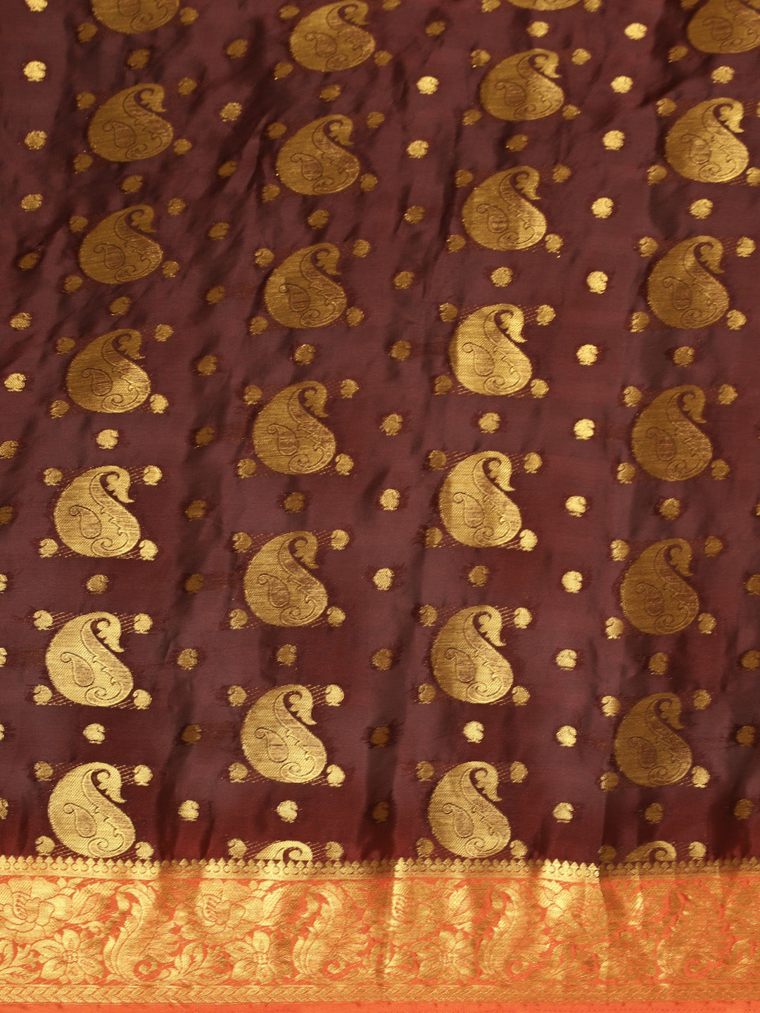 Mimosa Womens Crepe Saree Mysore Silk Chocolate Color