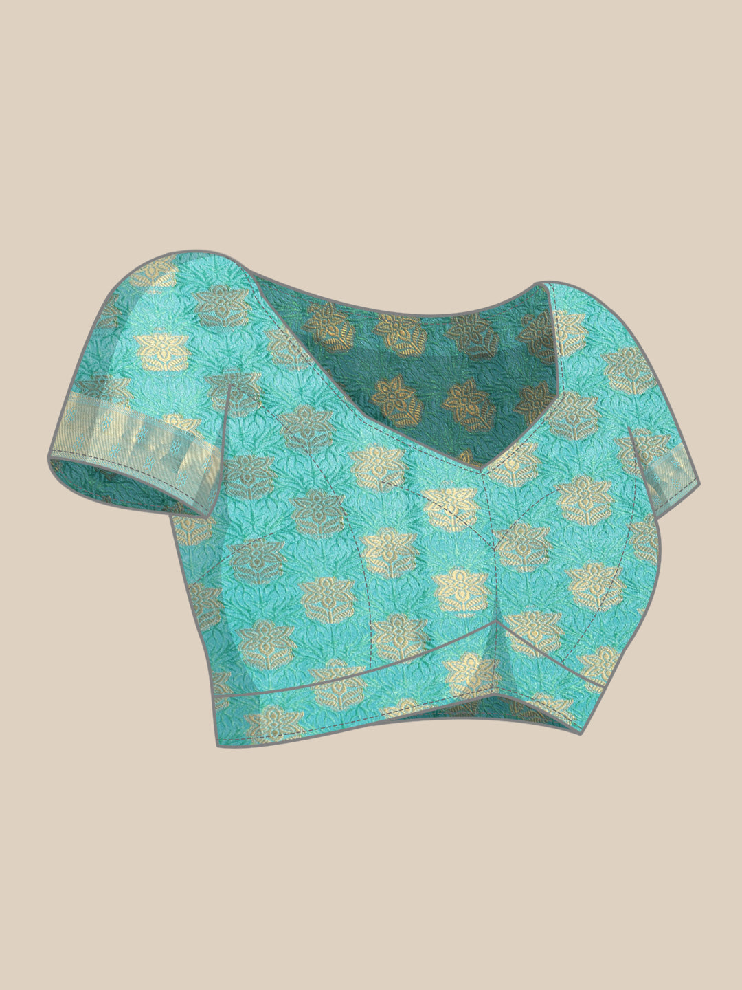 Mimosa Womens Art Silk Saree Kanjivaram Saffire Color