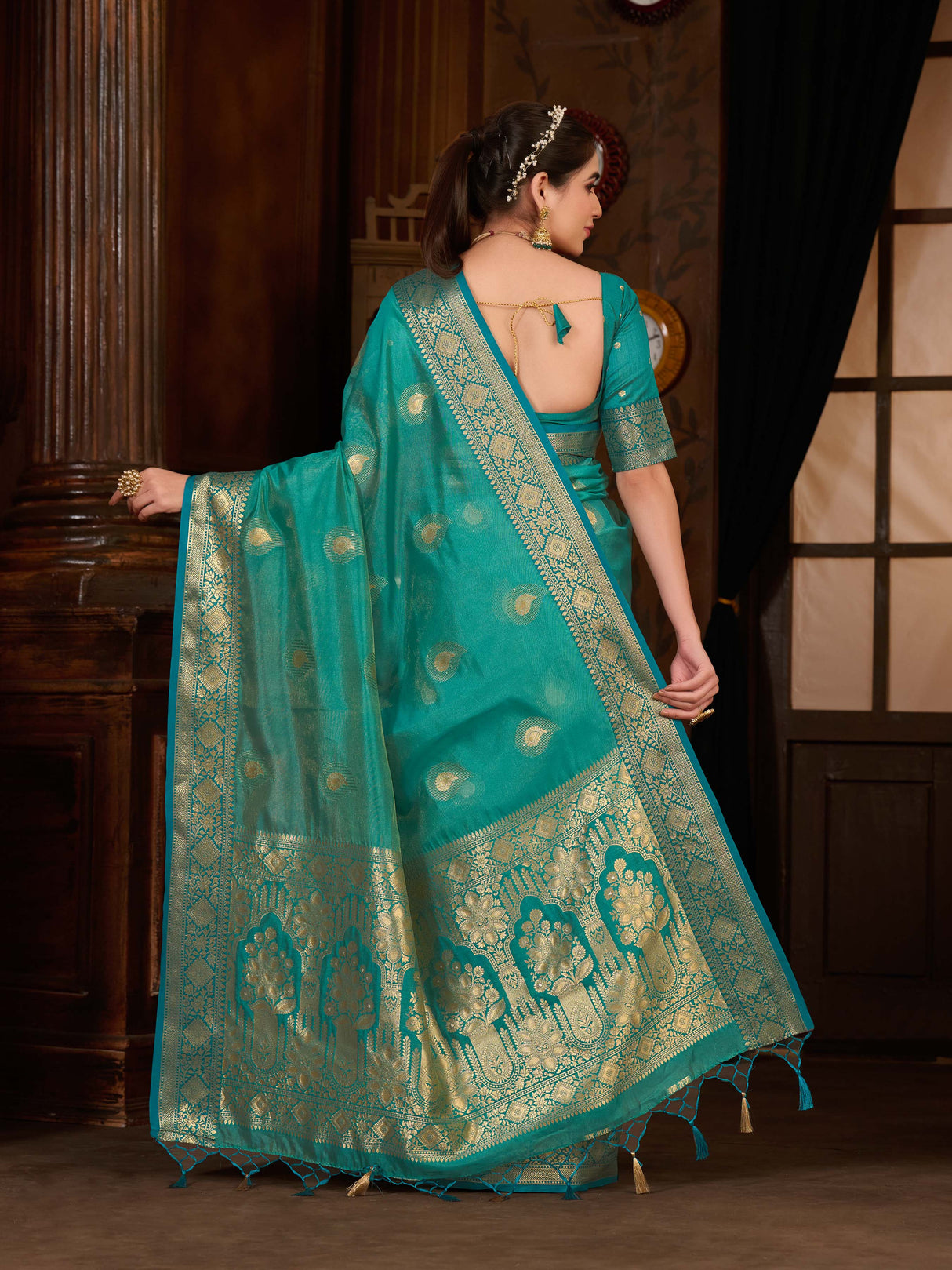 Mimosa Women's Woven Design Kanjivaram Art Silk Saree With Blouse Piece : SA0000944SF