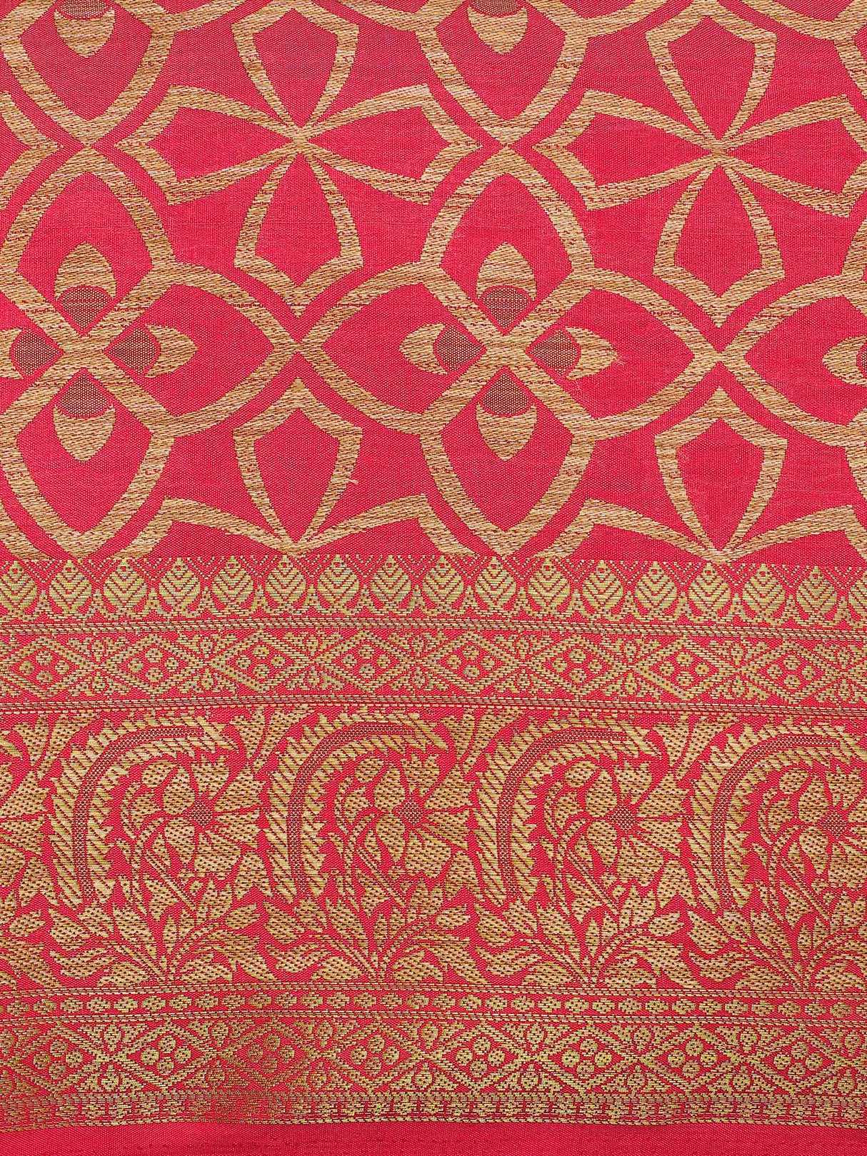 Mimosa Womens Art Silk Saree Kanjivaram Strawberry Color