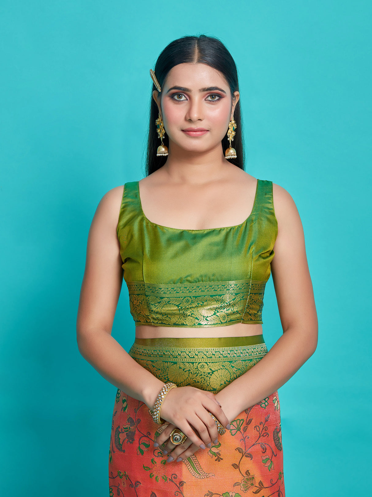 Mimosa Women's Woven Design Patola Style Art Silk Saree With Blouse Piece : SA00001389PCFREE