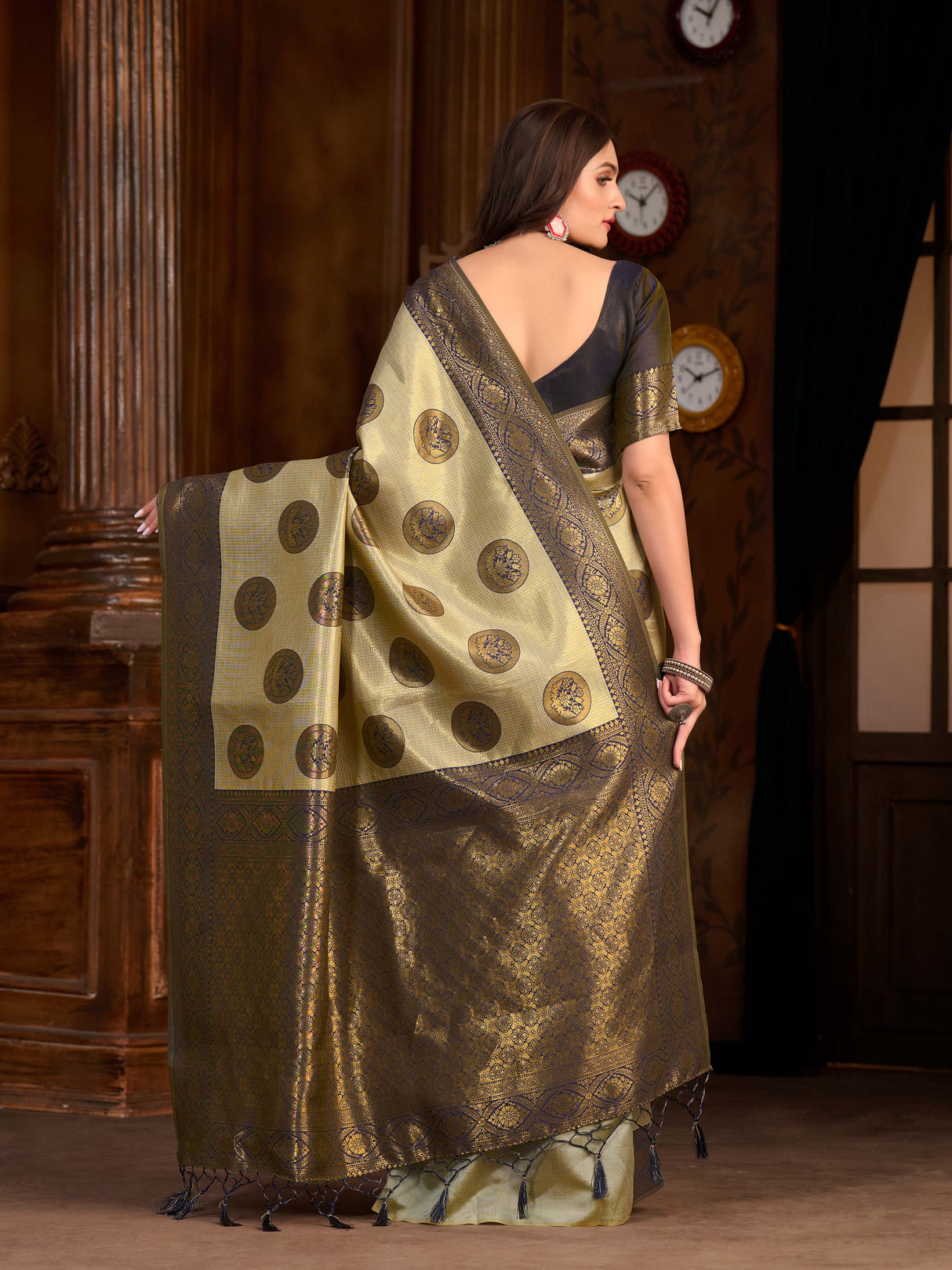 Mimosa Women's Woven Design Kanjivaram Art Silk Saree With Blouse Piece : SA0000889GY
