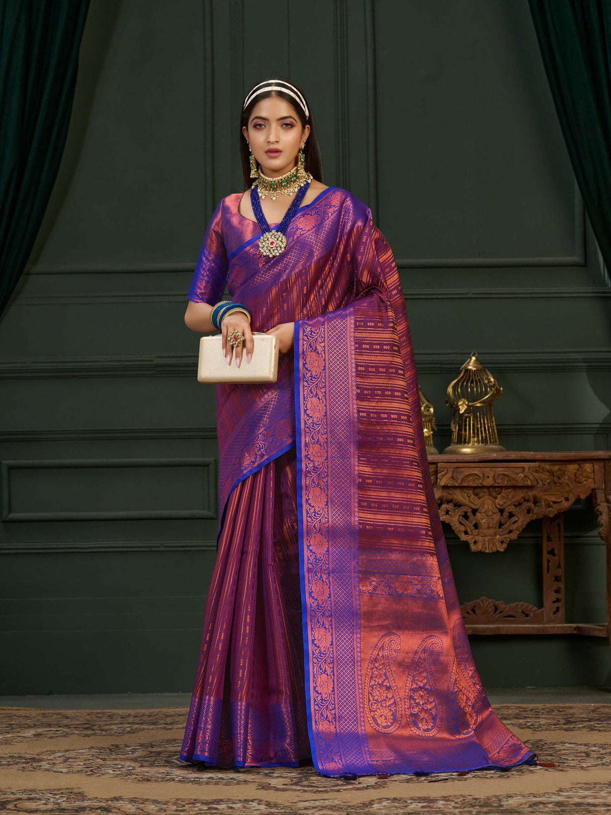 Mimosa Women's Woven Design Kanjivaram Art Silk Saree With Blouse Piece : SA0000914MJ