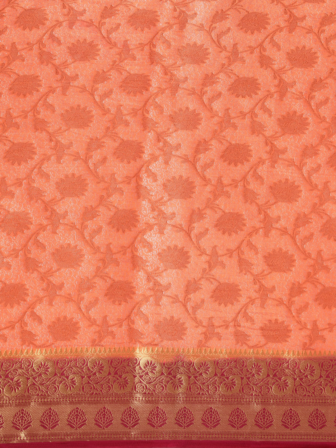 Mimosa Womens Art Silk Saree Kanjivaram Peach Color