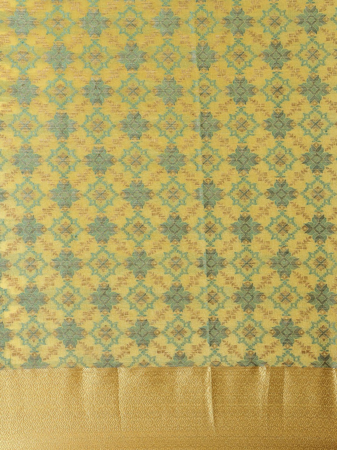 Mimosa Womens Art Silk Saree Patola Yellow Color