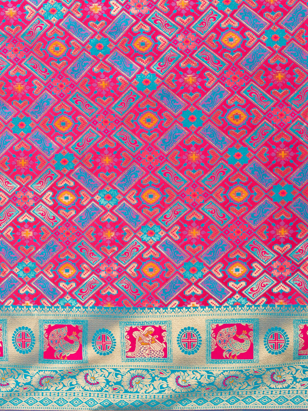 Mimosa Women's Woven Design Patola Style Art Silk Saree With Blouse Piece : SA00001344PNKFREE