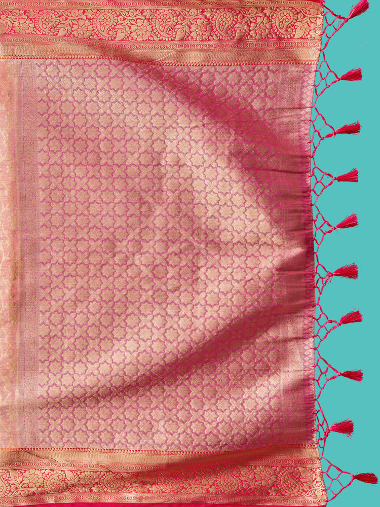 Mimosa Women's Woven Design Kanjivaram Style Art Silk Saree With Blouse Piece : SA0000375PCFREE