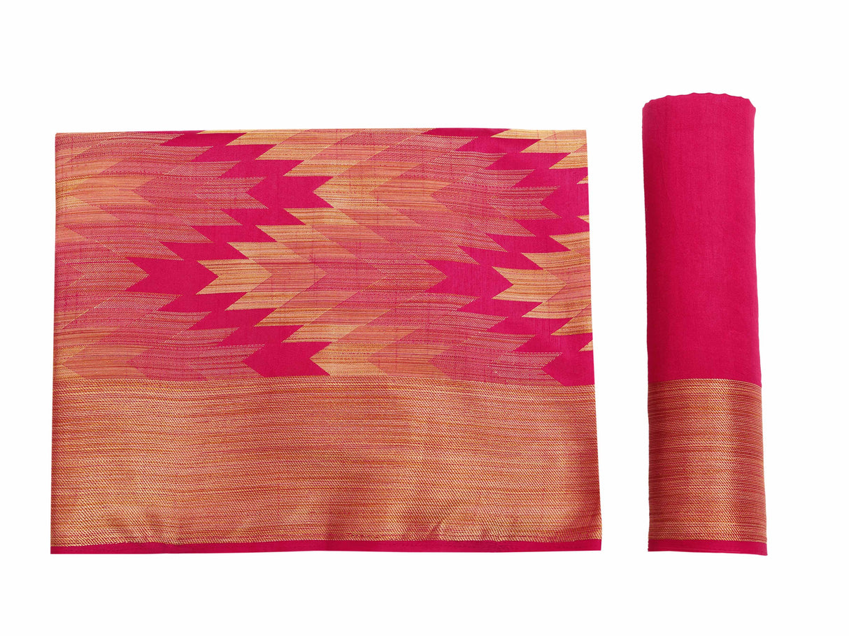 Mimosa Womens Art Silk Saree Kanjivaram Strawberry Color