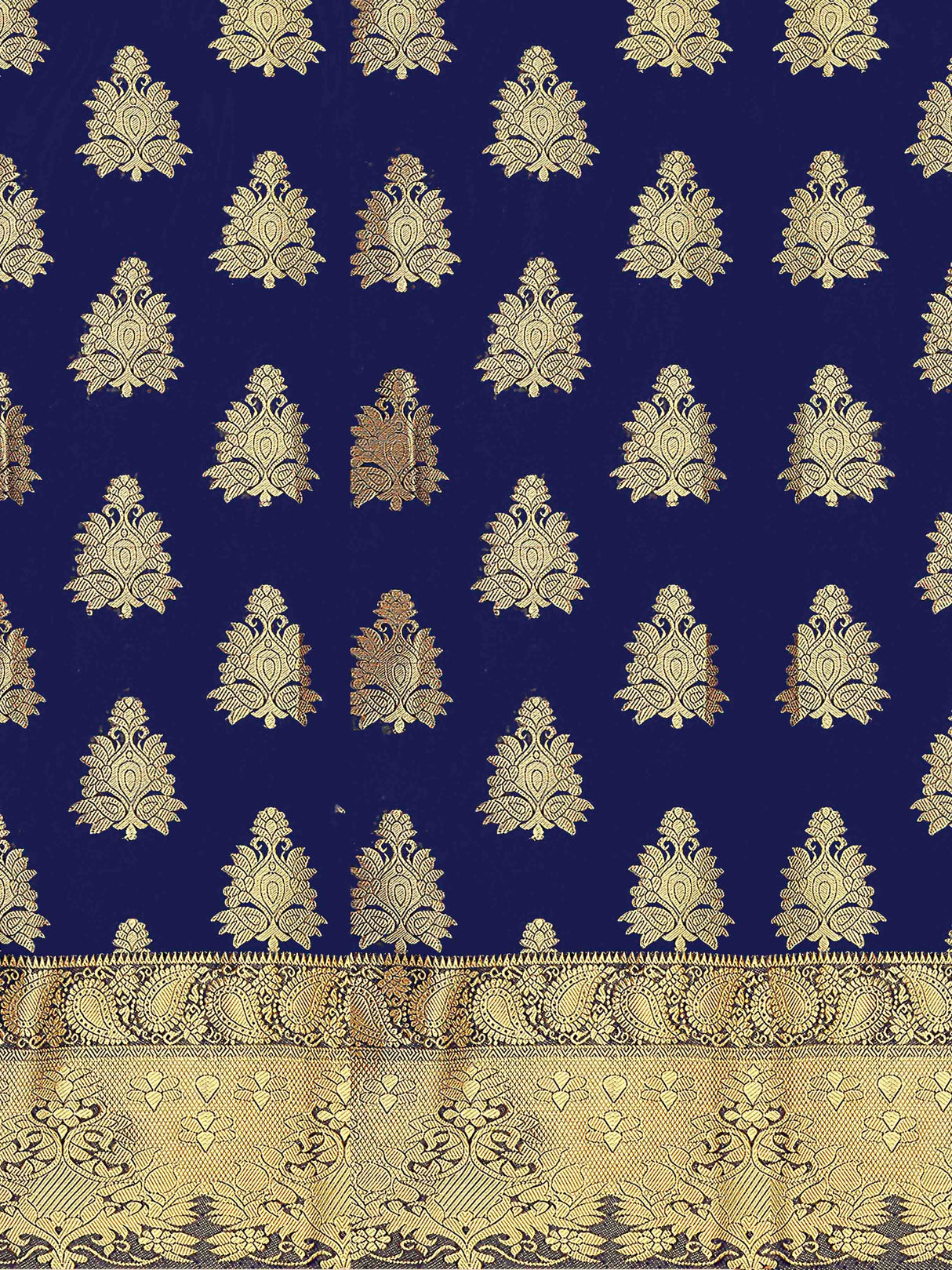 Mimosa Womens Art Silk Saree Kanjivaram Navy Blue Color