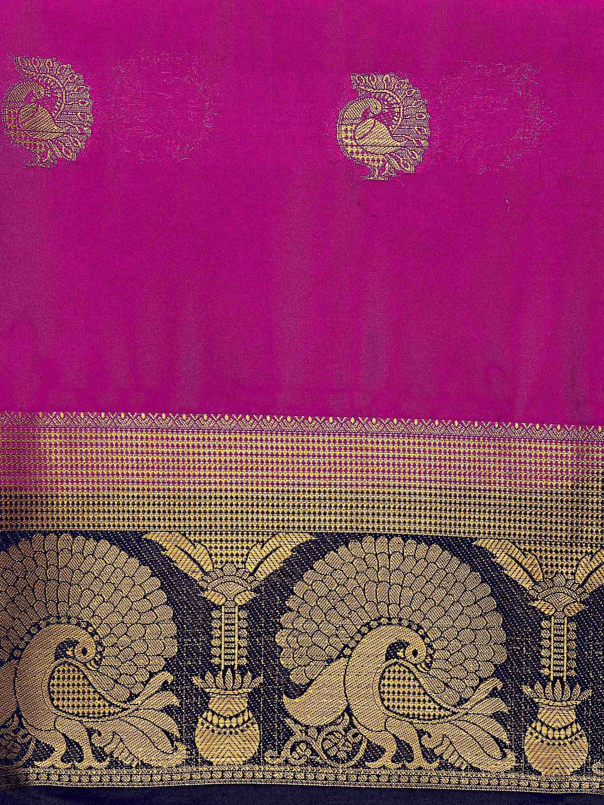 Mimosa Womens Crepe Saree Mysore Silk style Rani Color