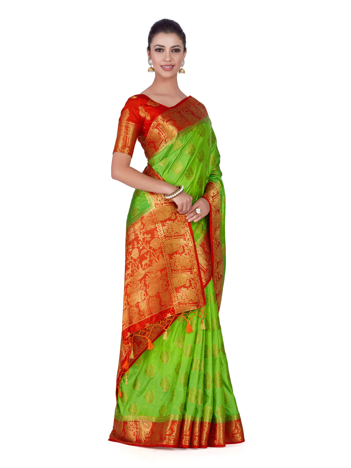 Mimosa Womens Art Silk Saree Kanjivaram Liril Color