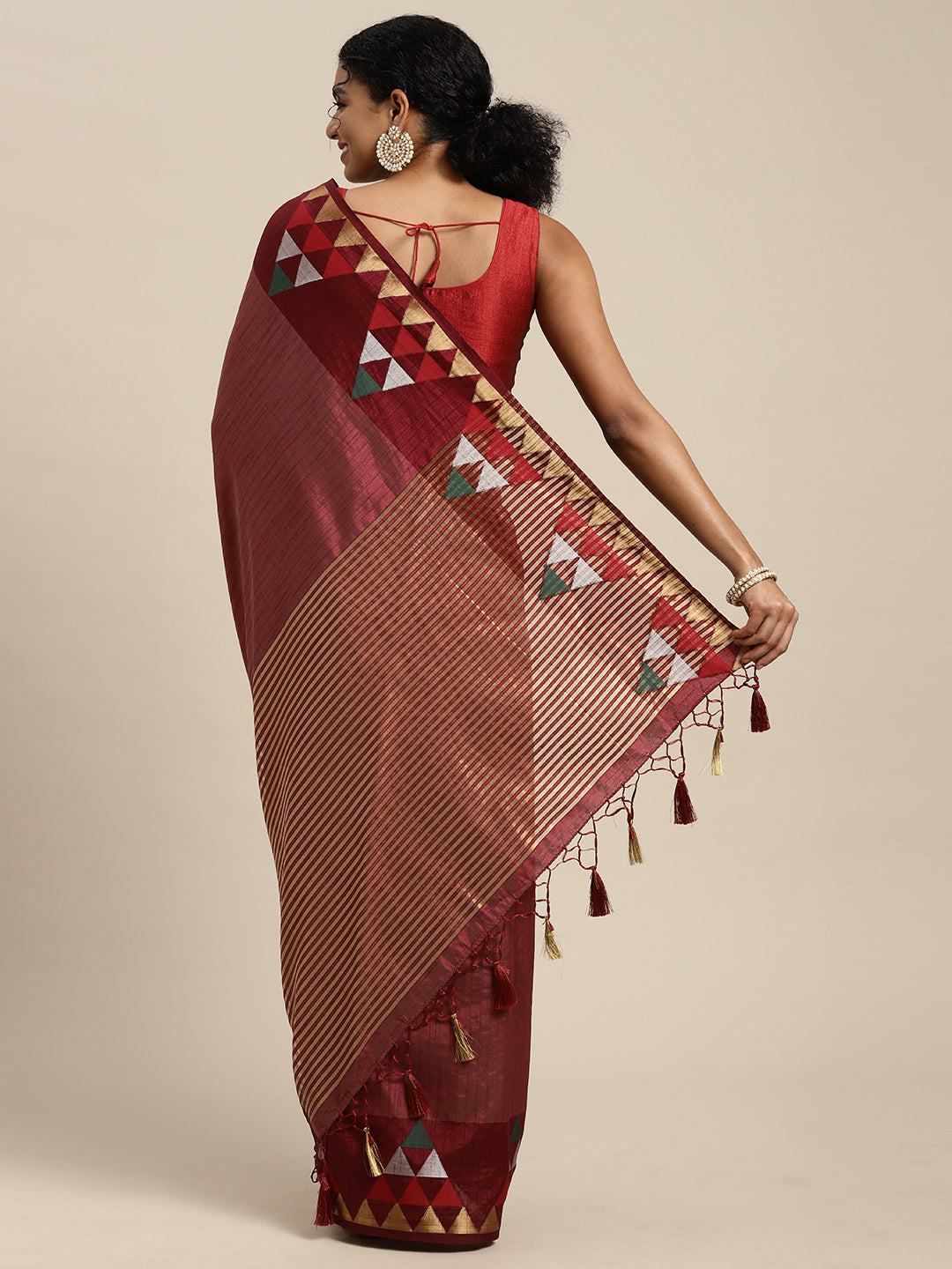 Mimosa Womens Art Silk Saree Kanjivaram style Chocolate Color