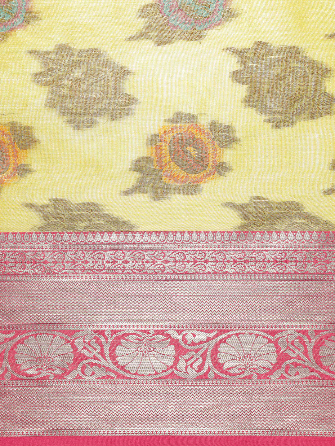 Mimosa Womens Art Silk Saree Kanjivaram Yellow Color