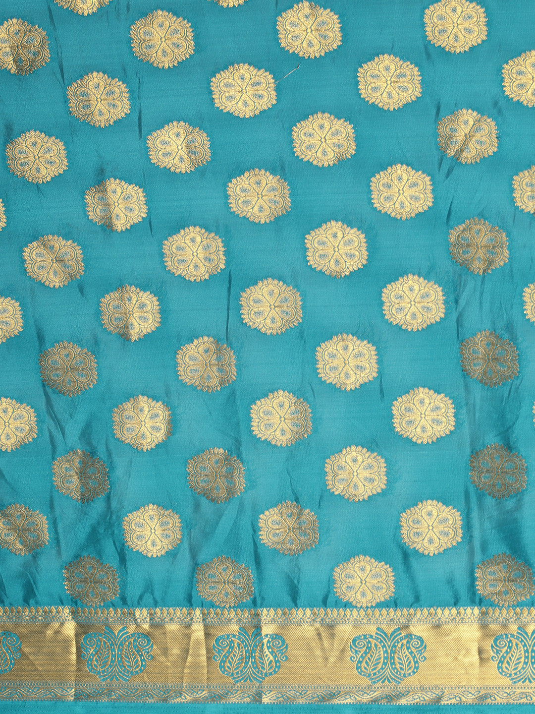 Mimosa Womens Crepe Saree Mysore Silk Saffire Color