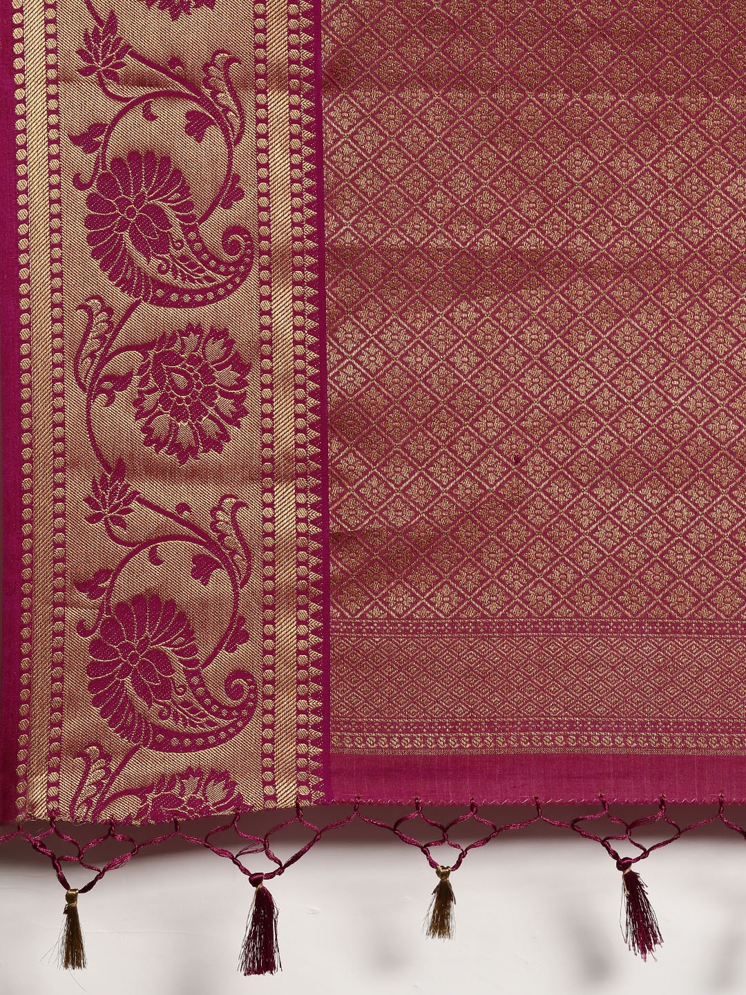 Mimosa Womens Art Silk Saree Kanjivaram Mejanta Color
