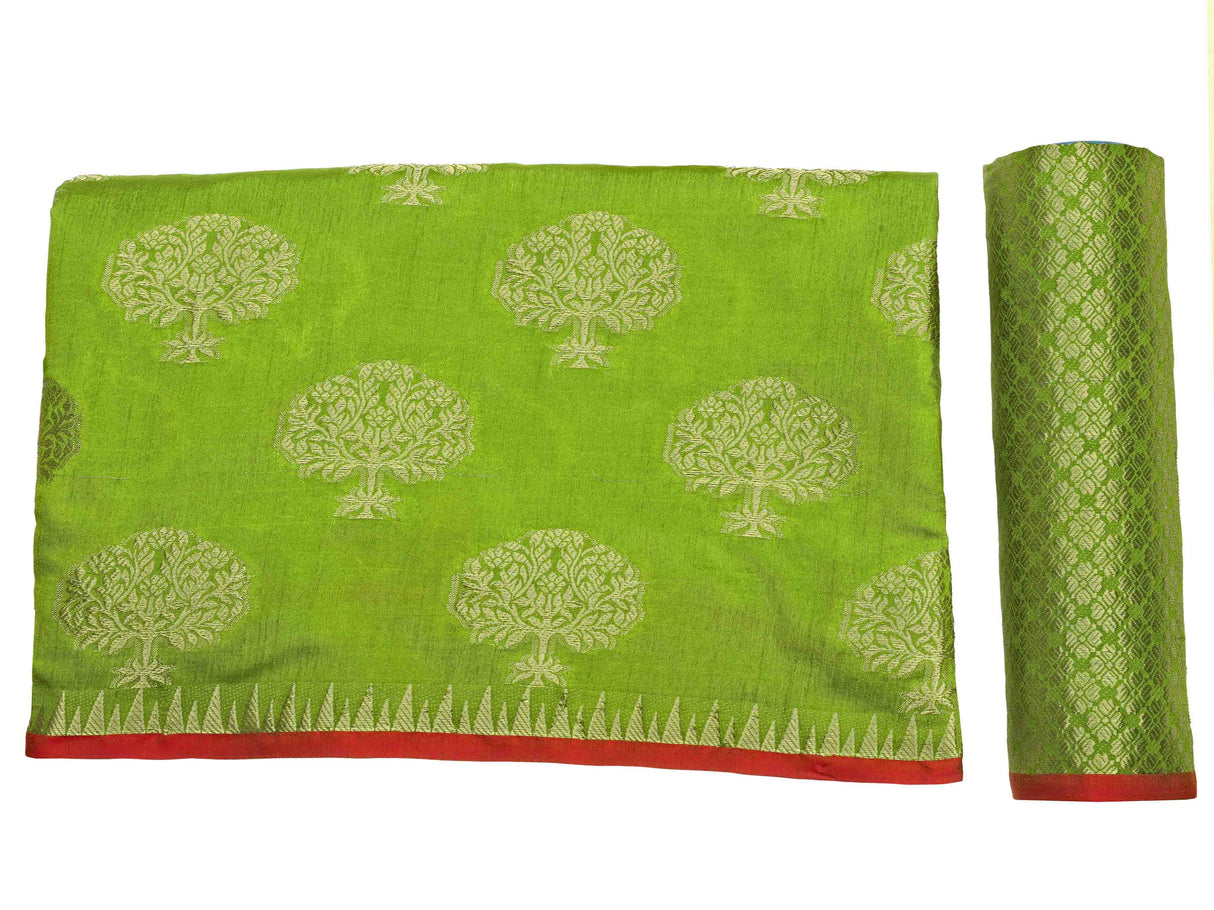 Mimosa Womens Art Silk Saree Kanjivaram Olive Color