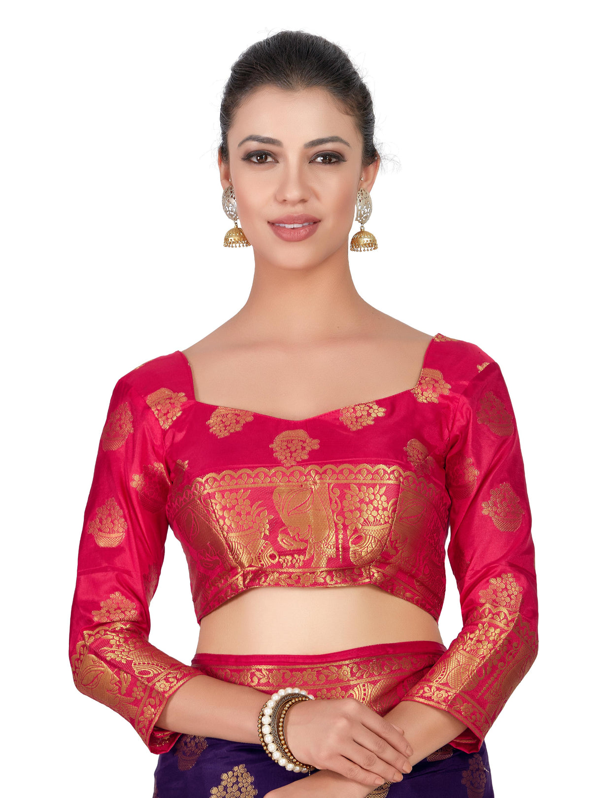 Mimosa Womens Art Silk Saree Kanjivaram Navy Blue Color