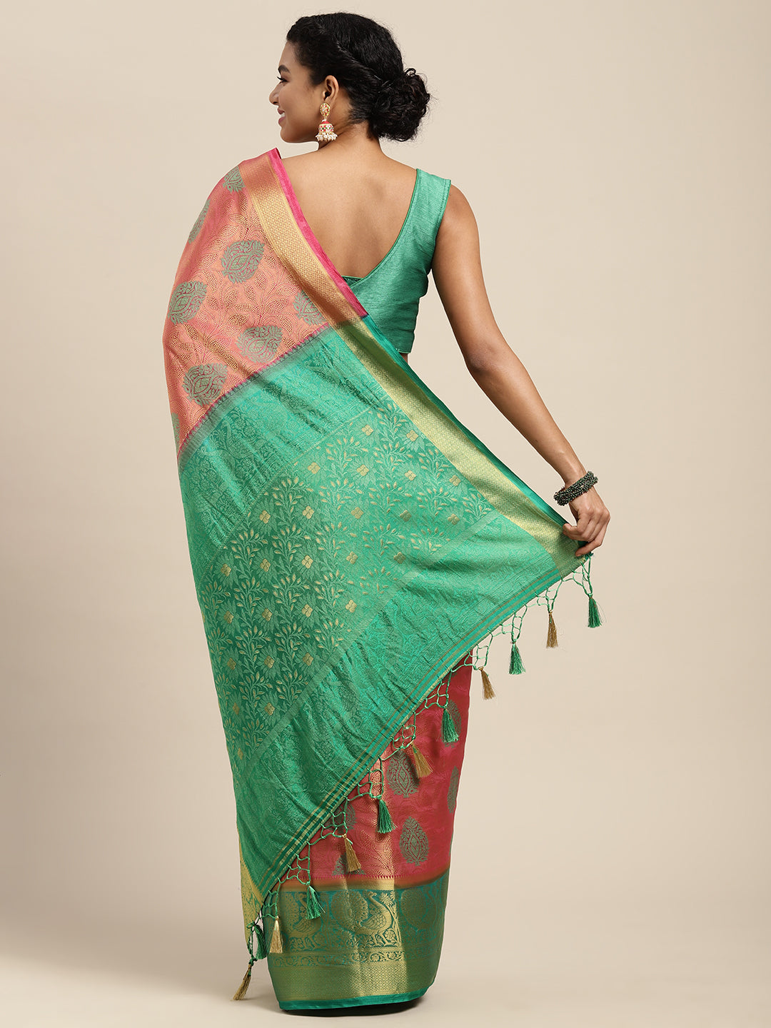 Mimosa Womens Art Silk Saree Kanjivaram Gajjari Color