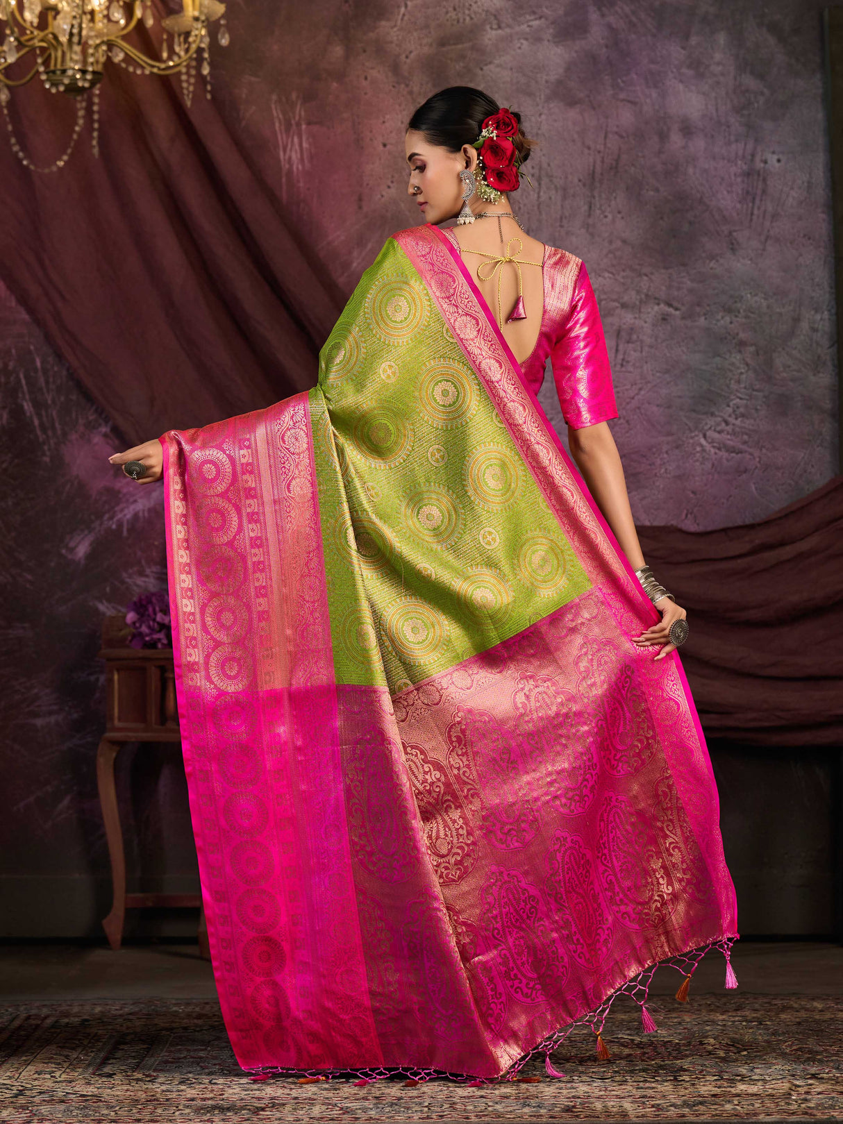 Mimosa Women's Woven Design Kanjivaram Art Silk Saree With Blouse Piece : SA0000912OL