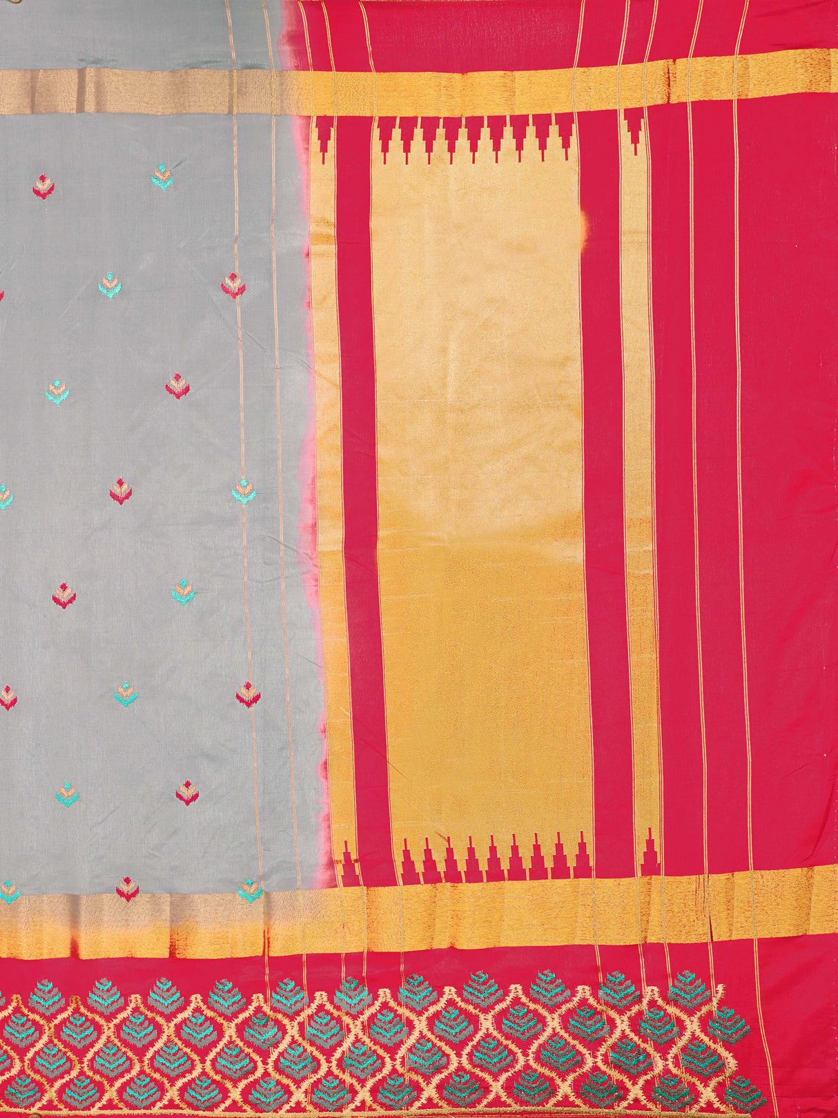 Mimosa Womens Art Silk Saree Kanjivaram Grey Color