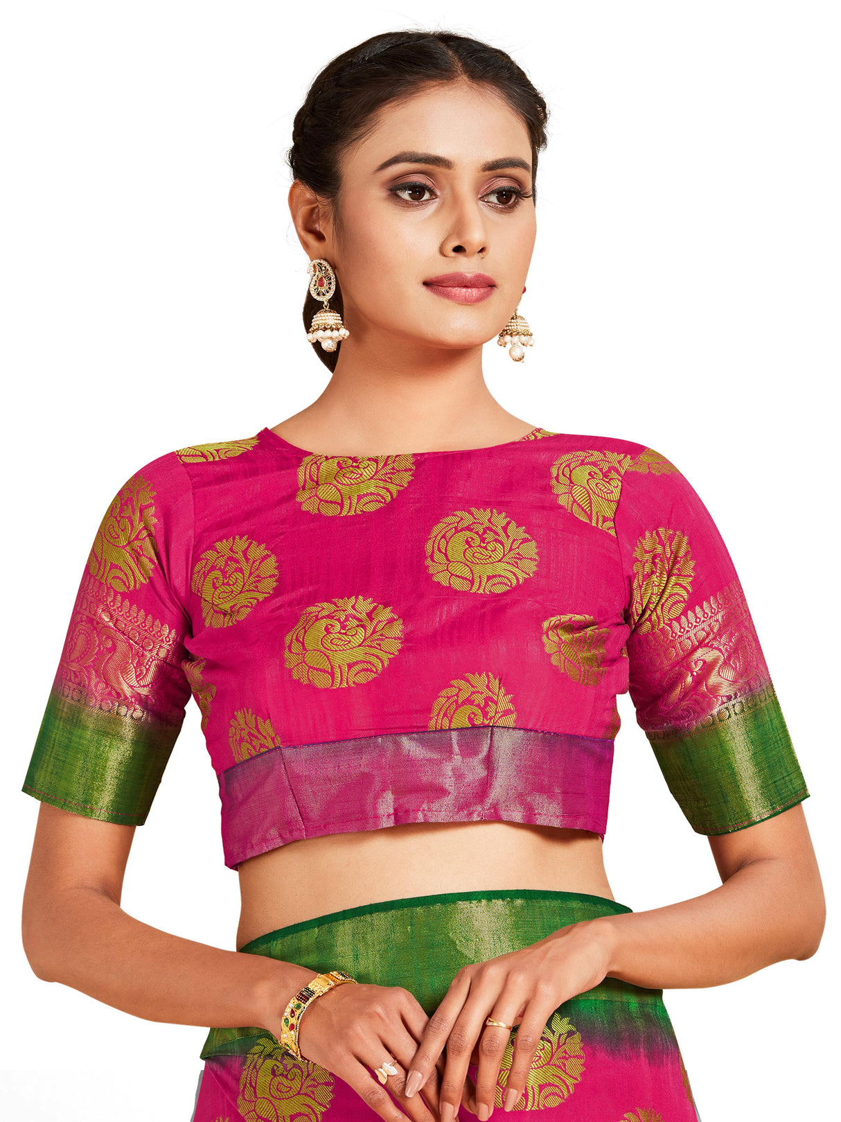 Mimosa Womens Art Silk Saree Kanjivaram Strawberry Color