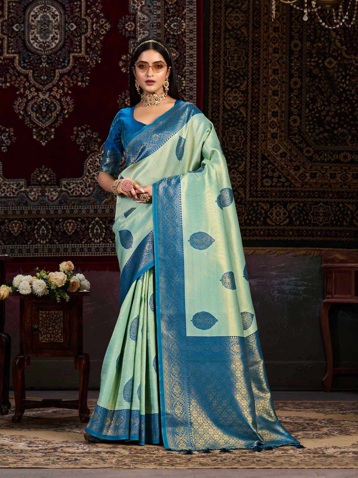 Mimosa Women's Woven Design Kanjivaram Art Silk Saree With Blouse Piece : SA0000900RM