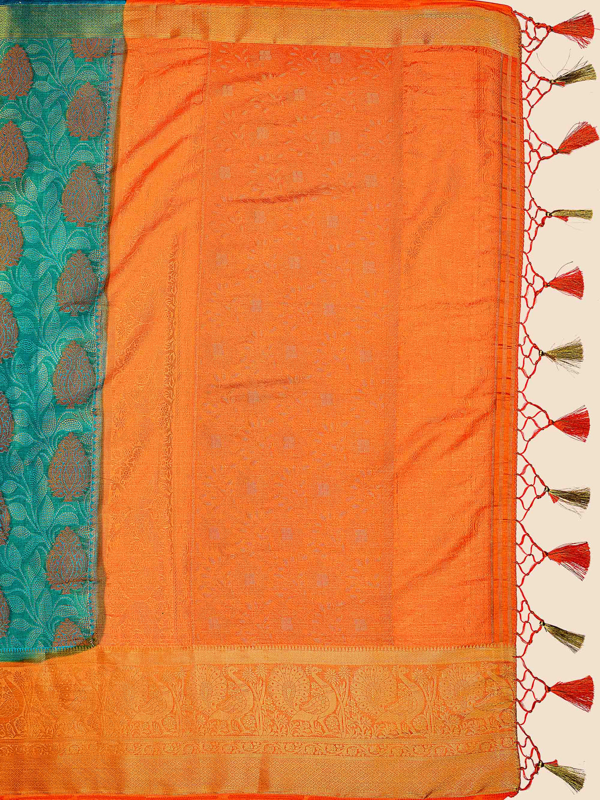 Mimosa Womens Art Silk Saree Kanjivaram Saffire Color