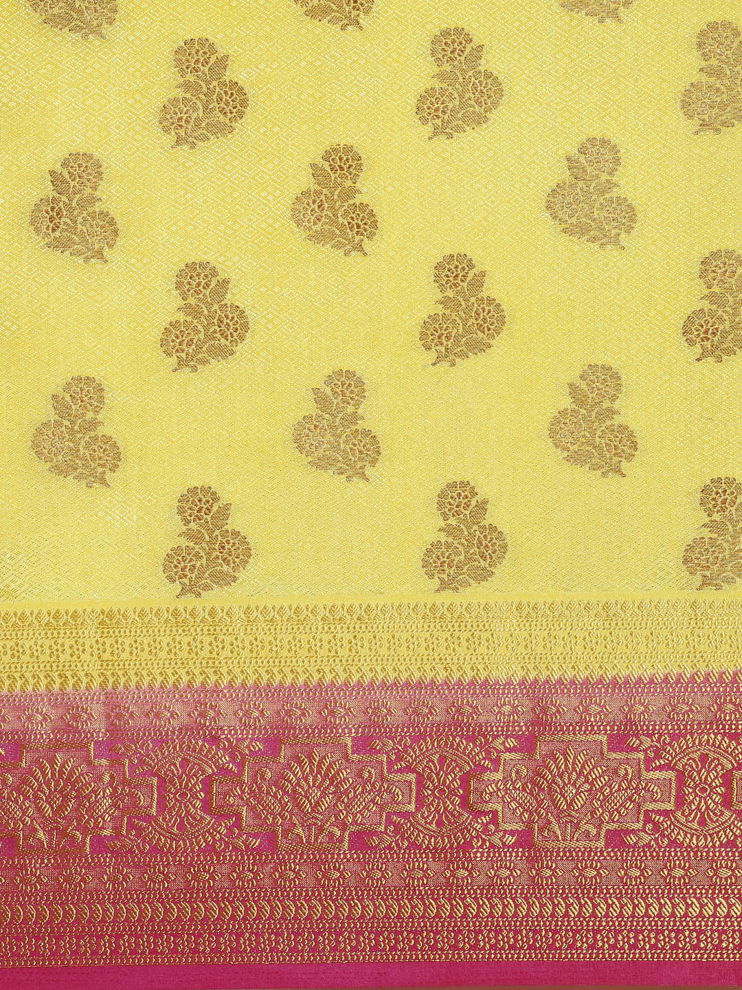 Mimosa Womens Art Silk Saree Kanjivaram Yellow Color