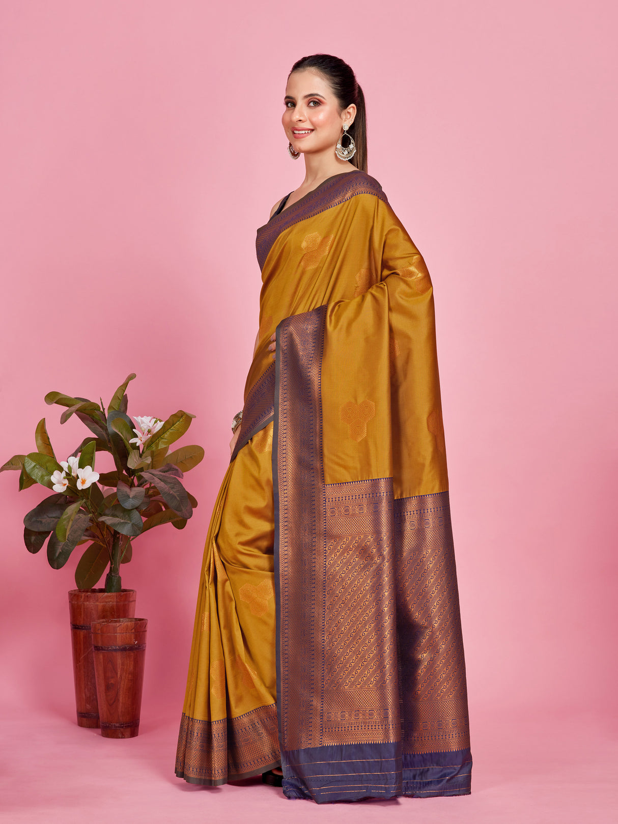 Mimosa Women's Woven Design Kanjivaram Style Art Silk Saree With Blouse Piece : SA00001385MSFREE