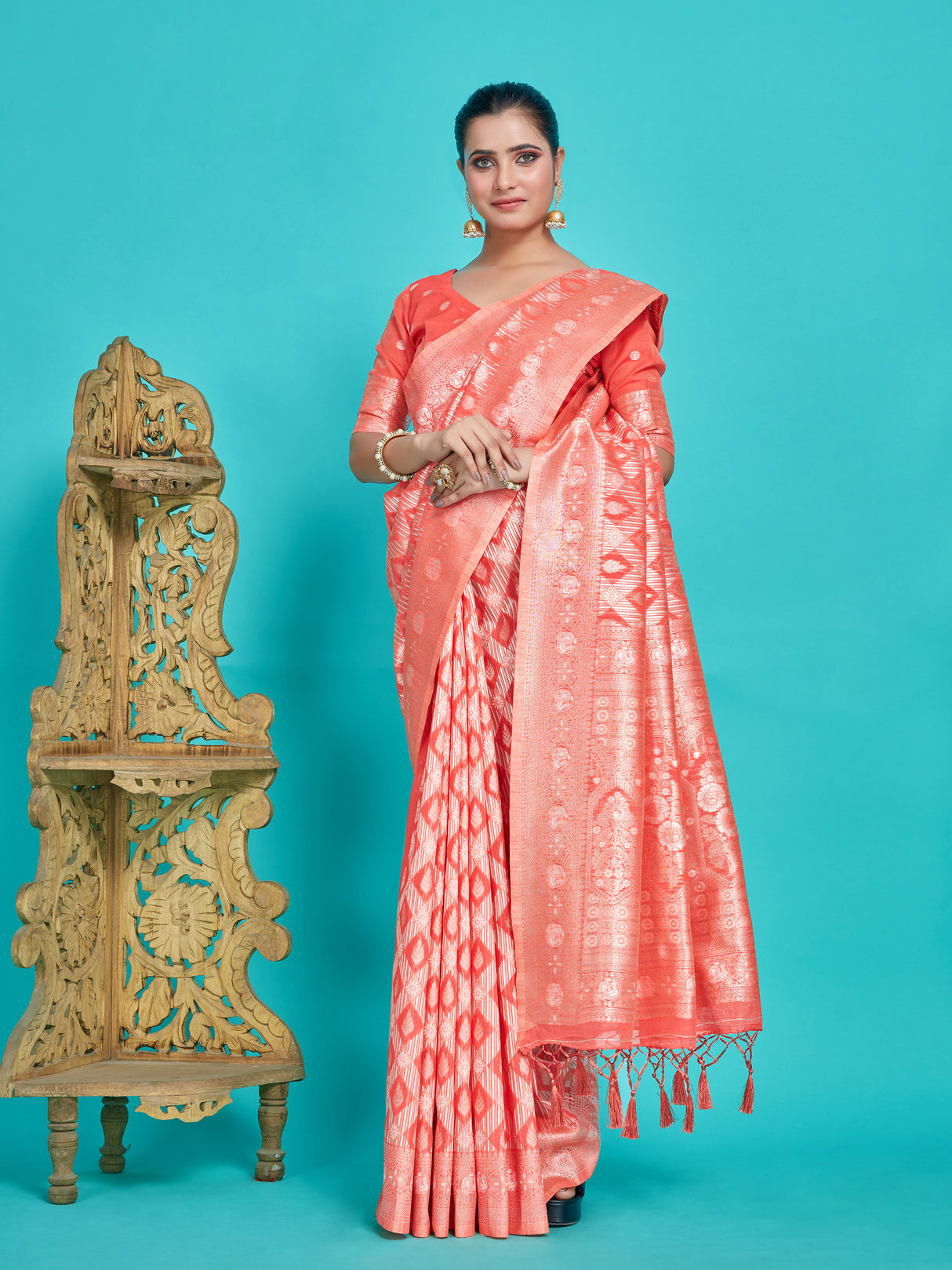 Mimosa Women's Woven Design Banarasi Style Art Silk Saree With Blouse Piece : SA00001278STFREE