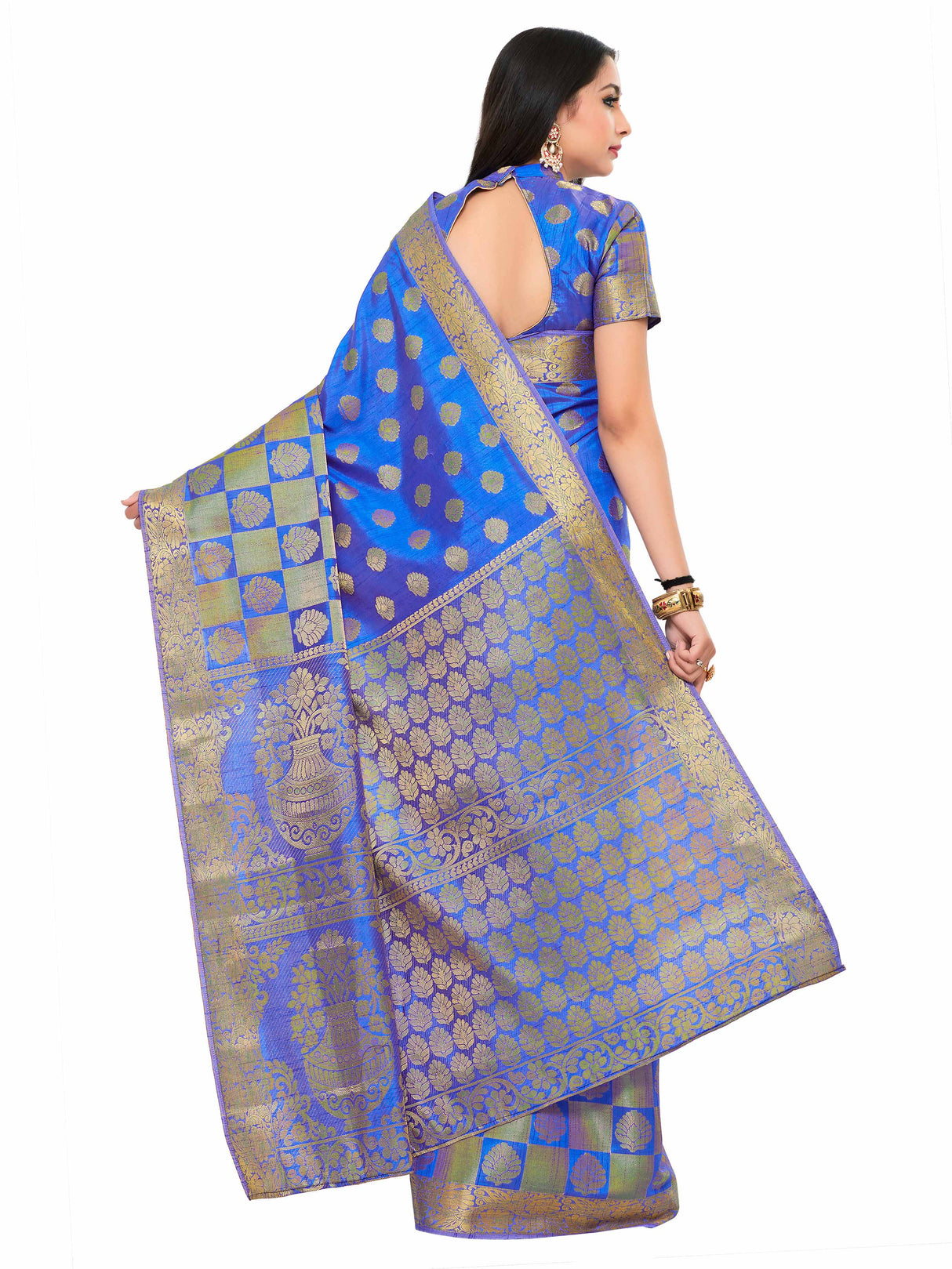 Mimosa Womens Art Silk Saree Kanjivaram Royal Blue Color