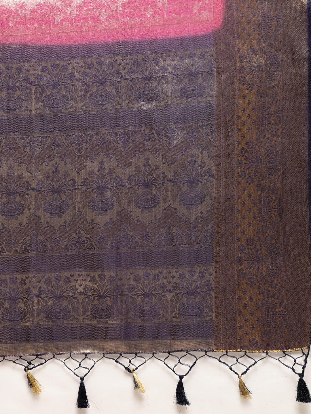 Mimosa Womens Art Silk Saree Kanjivaram Rani Color