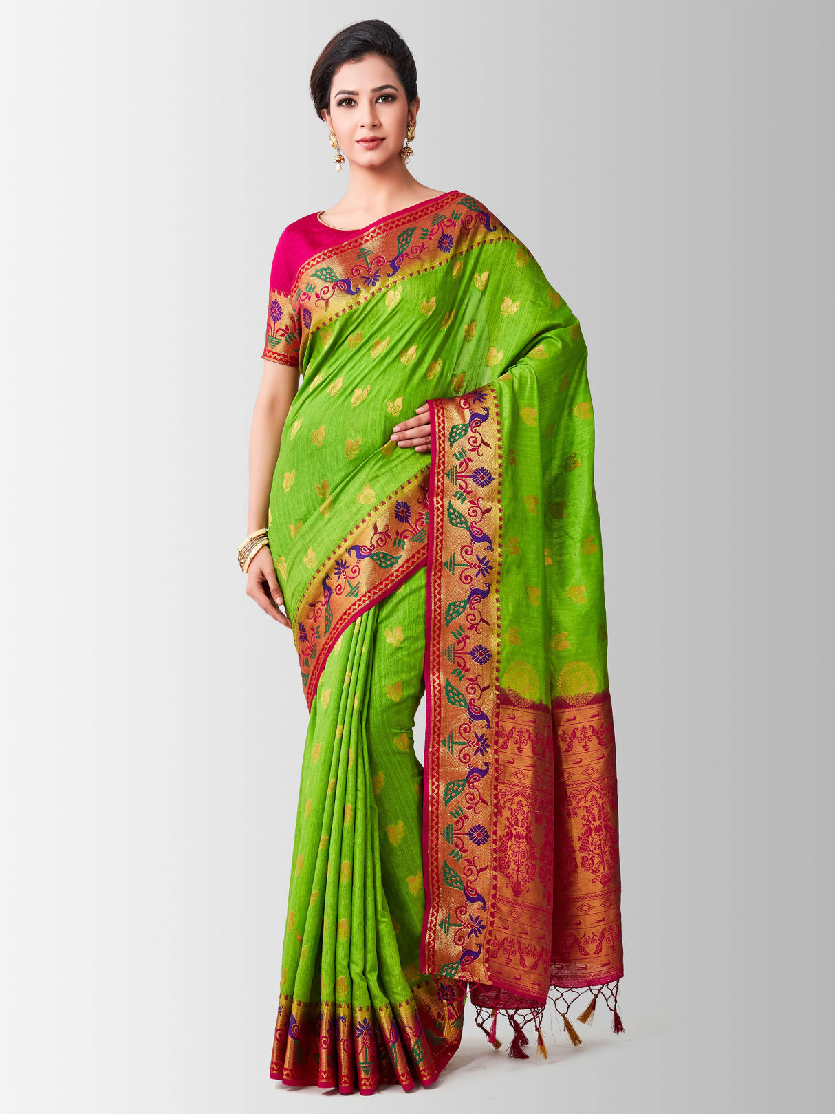Mimosa Womens Art Silk Saree Kanjivaram Liril Color