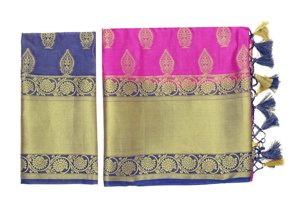 Mimosa Womens Art Silk Saree Kanjivaram Rani Color