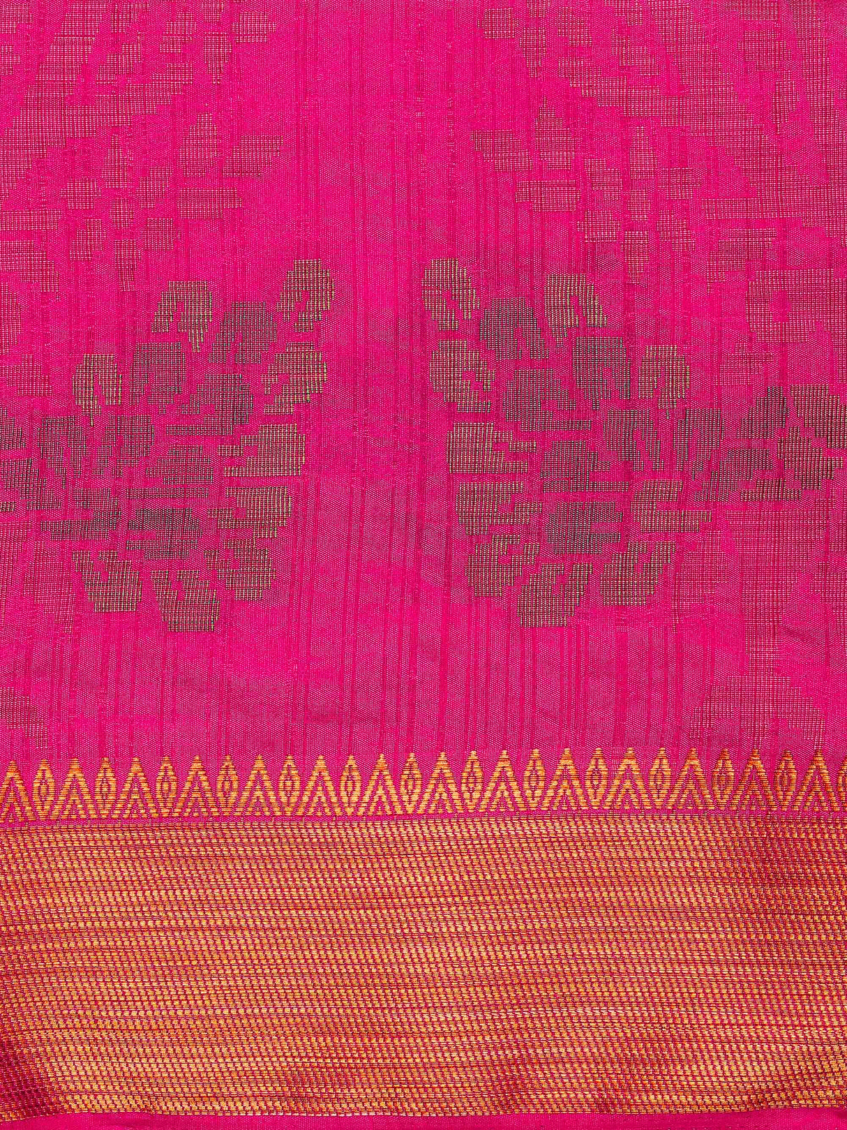 Mimosa Womens Art Silk Saree Kanjivaram style Strawberry Color