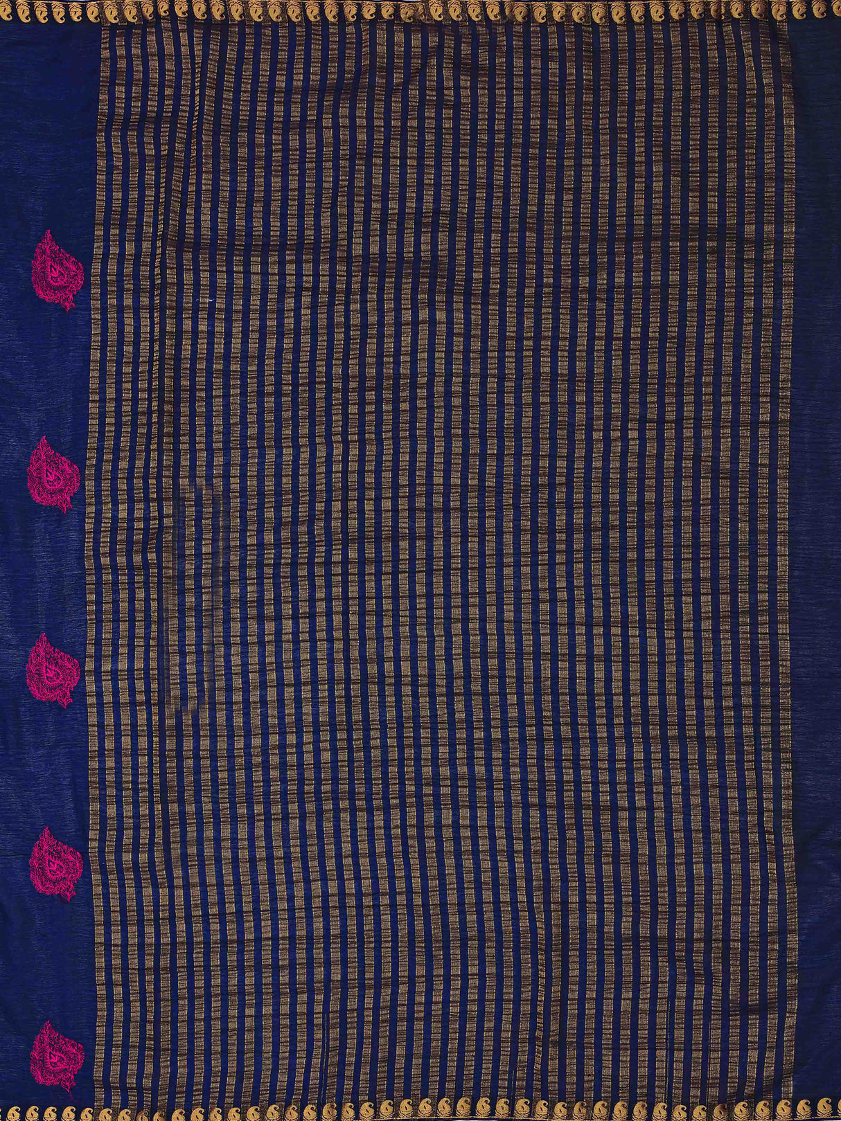 Mimosa Womens Chiffon Saree Banarasi style Navy Blue Color