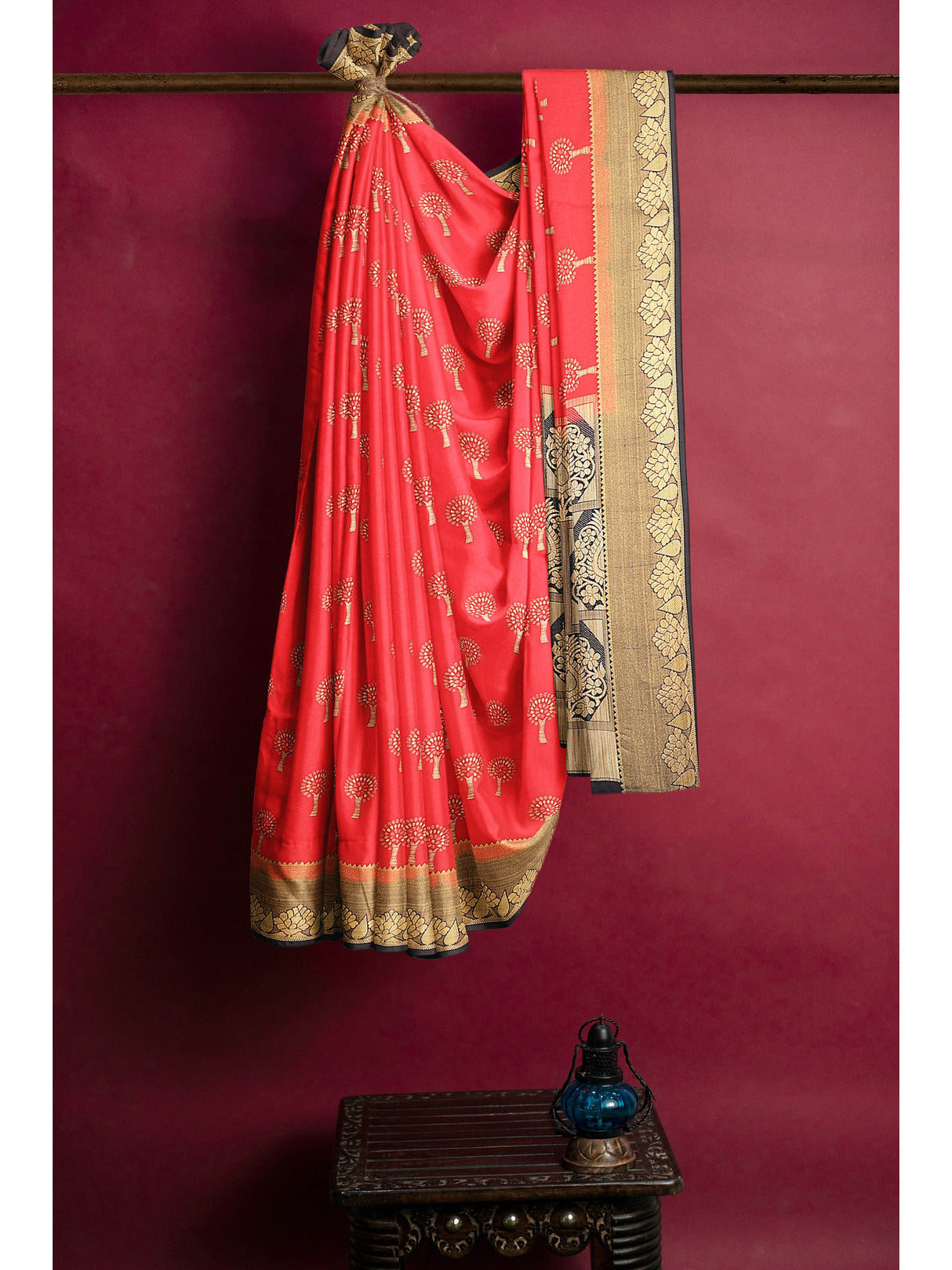 Mimosa Womens Art Silk Saree Kanjivaram Strawberry Color