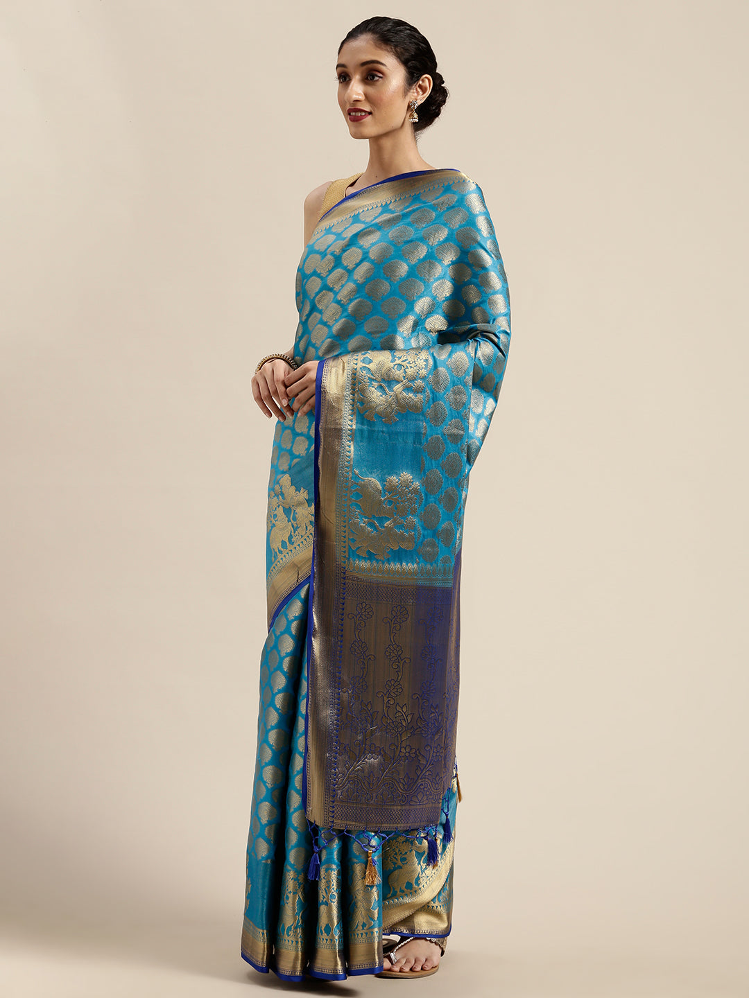 Mimosa Womens Art Silk Saree Kanjivaram Ananda Color